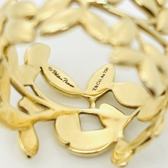 Size 7 Tiffany & Co Wide Olive Leaf Band Ring in Yellow Gold by Paloma Picasso - Picture 5 of 7